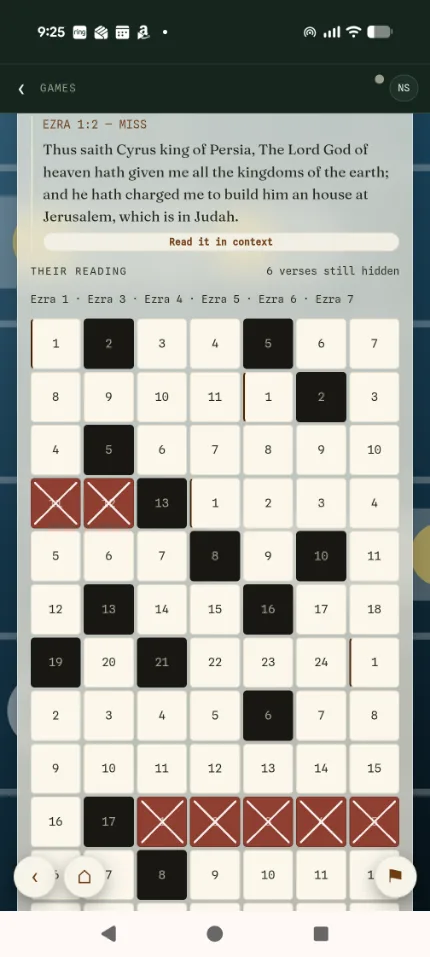 Scripture Battleship  the board is a reading